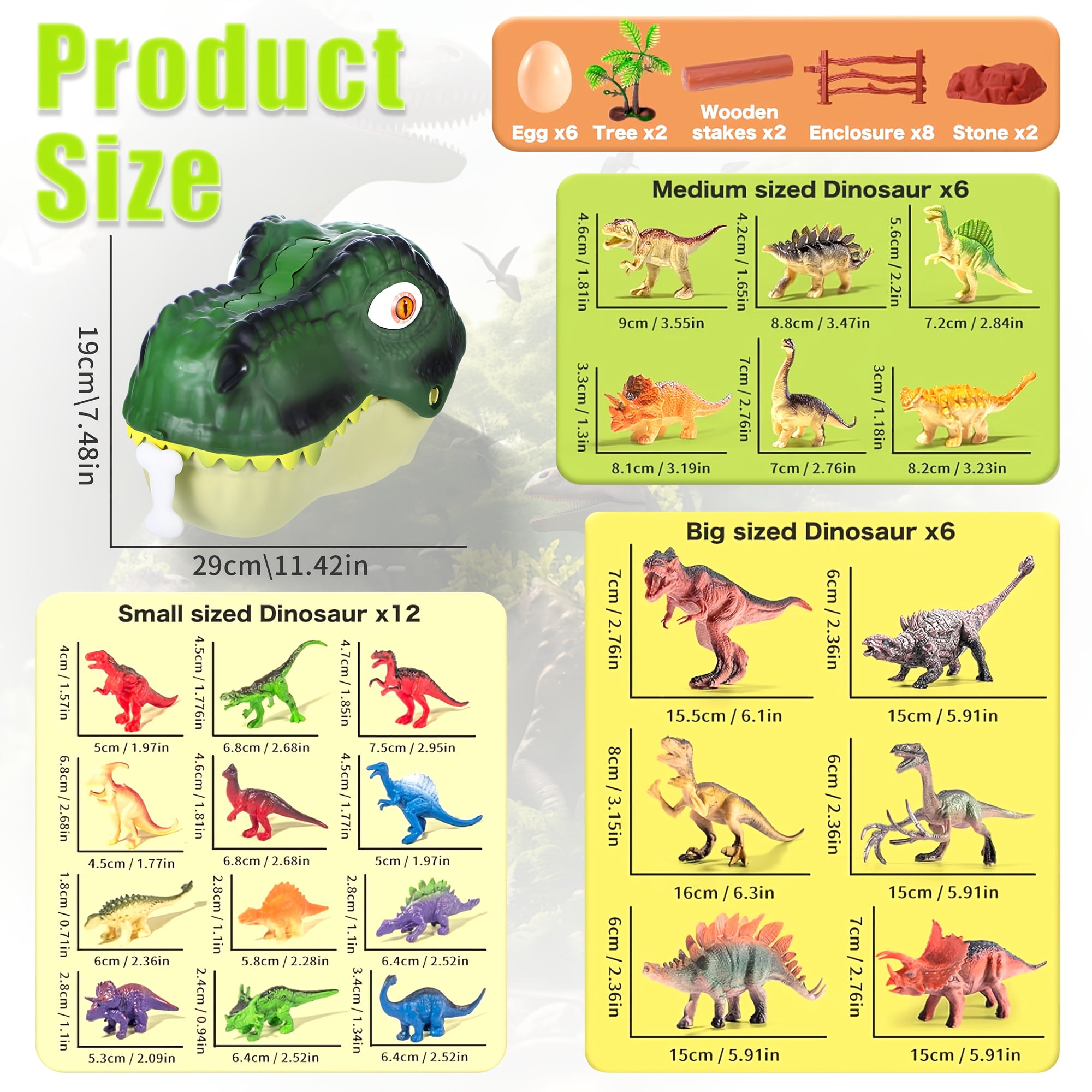 46pcs Dinosaur Toys Playset for Kids- 26Pack Realistic Jurassic Dinosaurs Figures with Eggs&Trees&Fence, Educational Play Figure Playset for, Create a Simulation Dinosaur World, Gift for Boys