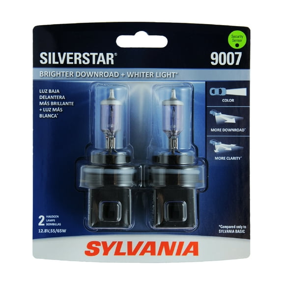 Sylvania 9007 SilverStar Halogen Headlight Bulb, 2 Pack, Compatible with Multiple Cars