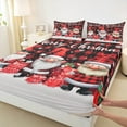 thumbnail image 3 of Manfei Christmas Gnome Kids Bed Sheets, Black Red Buffalo King Sheets, Kawaii Santa Claus Sheet Set, Breathable Home Decor, 4pcs, 3 of 7