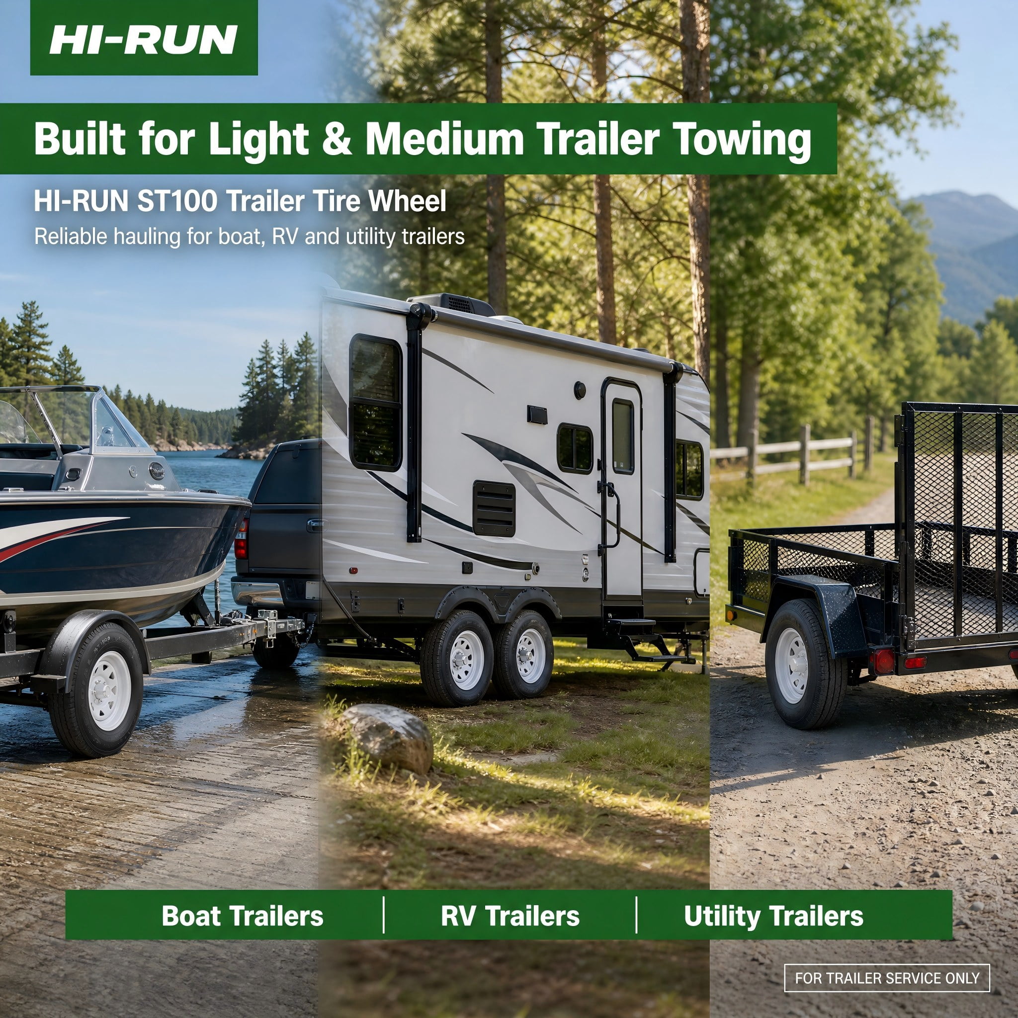 Hi-Run 2 Set ST100 ST175/80R13 6PR 91L Trailer Tire & 13X4.5 5 Lugs on 4.5" PCD, 0 Offset Wheel Assembly Fits 175/80R13, 175 80 13