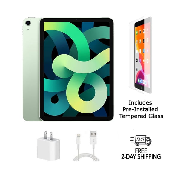 iPad Air 4 Apple Remis à Neuf avec Verre Trempé Préinstallé (Wi‐Fi) 64 Go Vert (Grade A)