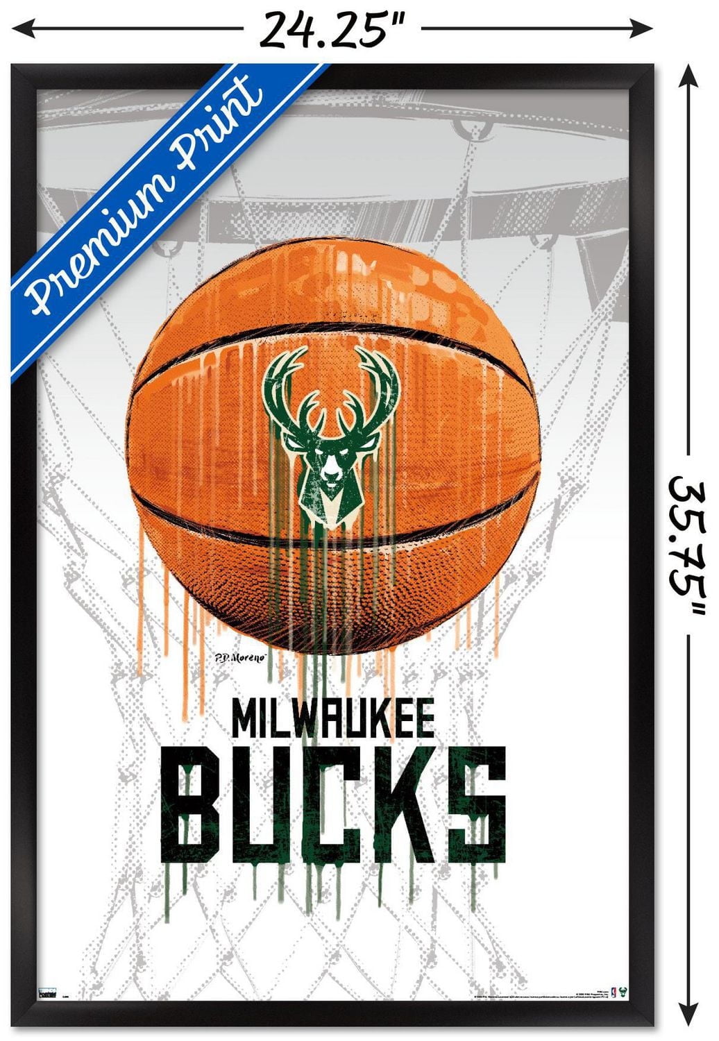 NBA Milwaukee Bucks - Drip Ball 20 Wall Poster