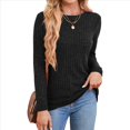 thumbnail image 2 of Camisas de Larga para Mujer, Cuello Redondo, Túnicas Casuales Negro L, 2 of 8