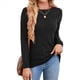 thumbnail image 2 of Camisas de Larga para Mujer, Cuello Redondo, Túnicas Casuales Negro L, 2 of 8