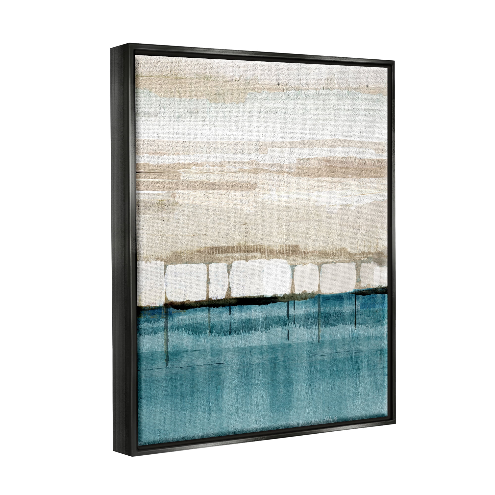 Stupell Industries Modern Landscape Abstraction Abstract Painting Black Floater Framed Canvas Art Print Wall Art, 17 x 21