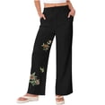 thumbnail image 5 of Pants for Women Black Ladies Spring And Summer Loose Trendy Casual Embroidered Cotton And Linen Pants Pants XXXXL, 5 of 6