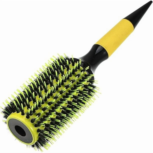 wonima11 Round Hair Brush, Hair Brushes for Women, Nylon Bristle Pins Round Brush, Styling Hair Brush for Wet, Dry, Wig, Straight Hair, Yellow, 10.04"x2.76"