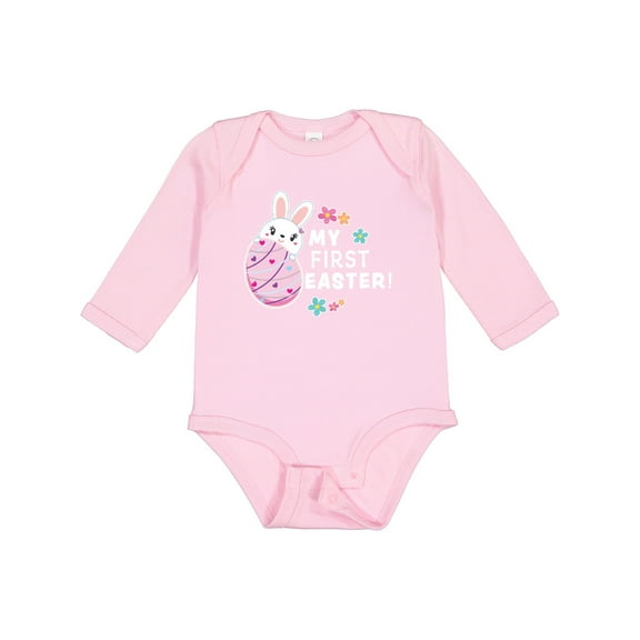 Inktastic My First Easter with Bunny Behind Egg Girls Long Sleeve Baby Bodysuit