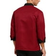 thumbnail image 3 of Venjoe Unisex Long Sleeve Chef Jacket Men's Chef Coat Womens Restaurant Kitchen Cook Shirt Work Burgundy M, 3 of 7
