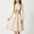 thumbnail image 6 of YUANxueke Girls Long Sleeve Renaissance Dress, Puff Long Sleeve Waist Cinch Dress, Ruffle Square Neck Medieval Princess Dress, 6 of 8