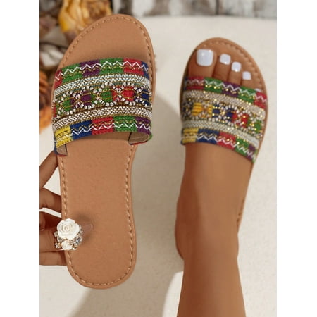 

Women‘s Black Resort Style Color Block Comfortable Flat Sandals