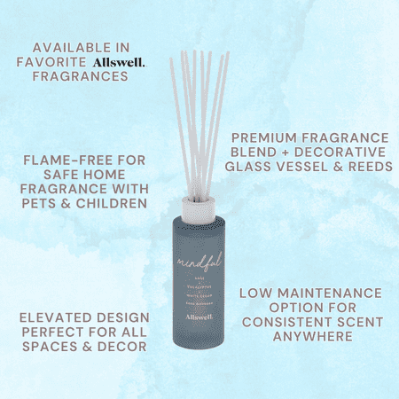 Allswell | Mindful (Sage + Eucalyptus + White Cedar) | Blue Reed Diffuser 90ml