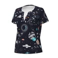 thumbnail image 3 of Wukai Galaxy2 Casual V-Neck Graphic Tees for Women: Lightweight and Breathable Summer Tops with Stylish Design-Small, 3 of 8