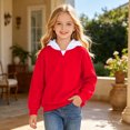 thumbnail image 2 of Kids Hoodie Sweatshirt Thin Light Weight Casual Red Contrast Stitching Long Sleeve Boys Girls Fall Spring Pullover Clothes for Toddlers 7-8 Years, 2 of 4