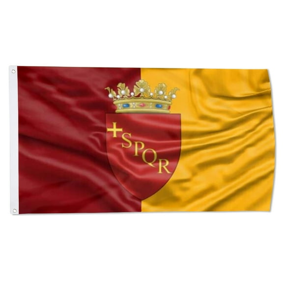 Yanbooch Rome City Flag with Coat of Arms SPQR flags banner with Grommets Man cave Decor 3x5Feet