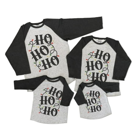 

7 ate 9 Apparel Matching Family Merry Christmas Shirts - Ho Ho Ho Holiday Lights Grey Shirt 2T
