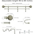 thumbnail image 3 of eTeckram 1" Double Curtain Rod with Torre Finials and holdbacks (48" to 84", Pewter), 3 of 6