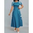 thumbnail image 3 of ZOELNIC Women's Elegant Short Sleeve Maxi Dresses Casual Empire Waist Long Dress, 3 of 7
