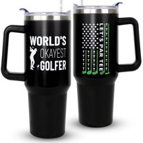 Golf Gifts for Men or Women, 40oz with Handle Coffee Cup Gifts for Men Unique Stainless Steel Travel Tumbler World''s Okayest Golfer Golf Lover, Man, Dad, Husband, Grandpa, Him, Brother