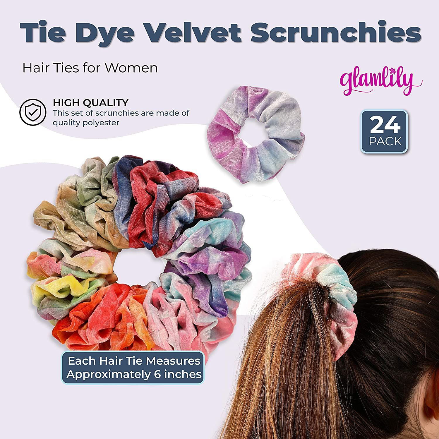 Details about   2PCS Soft Velvet Hair Scrunchies Tie-Dye Elastic Hair Ties Ponytail Holder Gifts