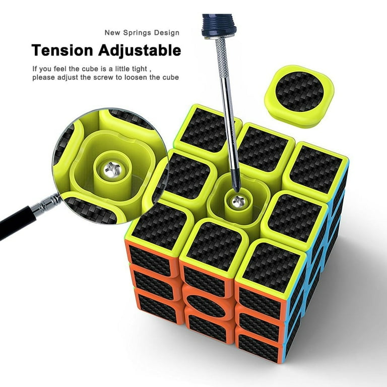 Qishi Speed Cube 3x3x3 Magic Puzzle Toy, Carbon Fiber Sticker
