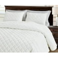 thumbnail image 3 of Chezmoi Collection Lux Cream White Velvet Quilt Queen Set, 3-Piece Lush Plush Distressed Velvet Bedding All Season Lightweight Bedspread Brushed Microfiber Reverse with Diamond Stitch Quilting, 3 of 9