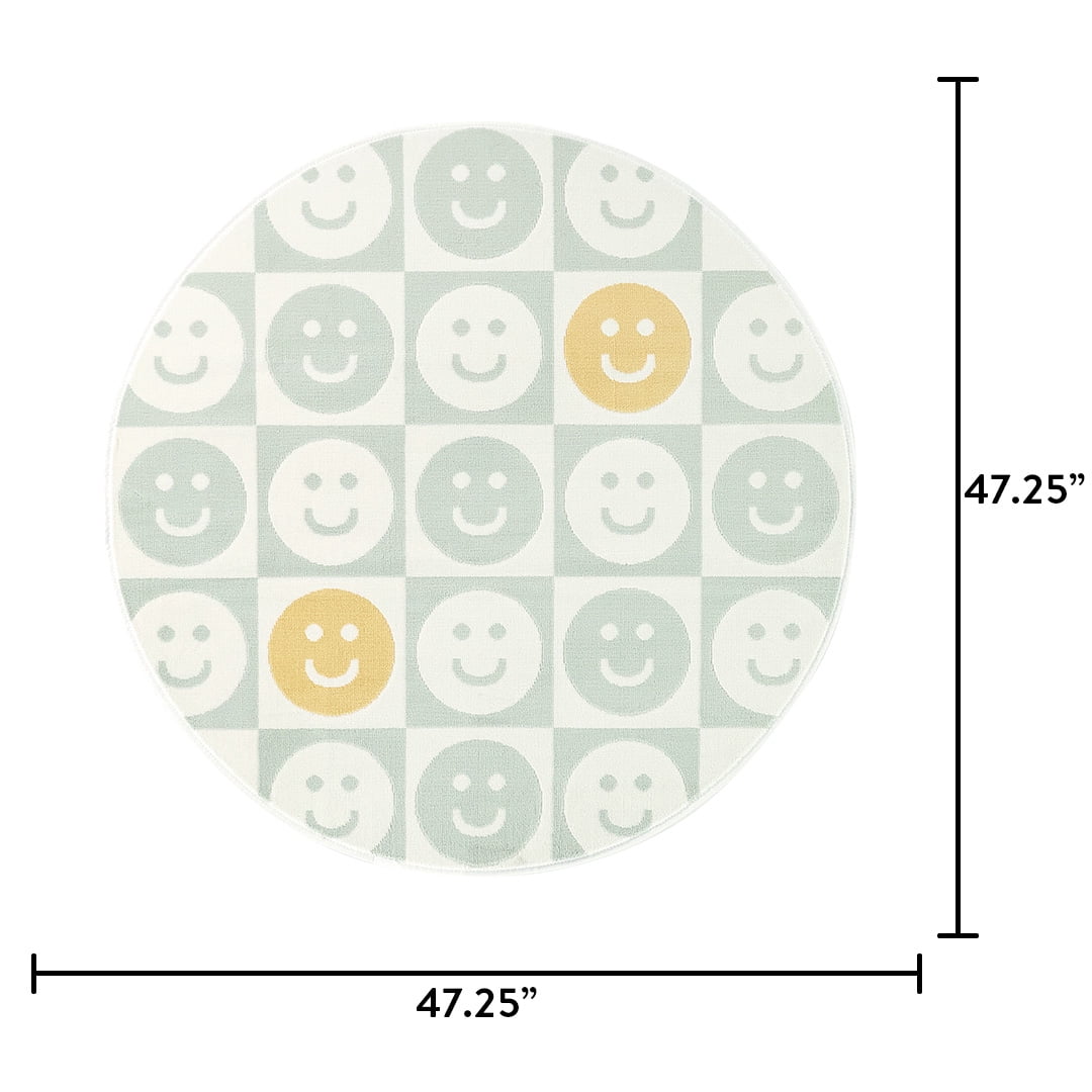 Mainstays Checkered Happy Face Youth Indoor Rug, 4x4