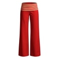 thumbnail image 4 of Women's Wide Leg Lounge Pants High Waisted Fold Over Striped Waistband Stretchy Loose Fit Palazzo Pants for Yoga Daily Wear Daily Travel Office, 4 of 7