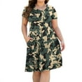 thumbnail image 2 of Aiyino Plus Size Dresses for Curvy Women Short Sleeve Casual Pleated Swing Dresses with Pockets, 2 of 5