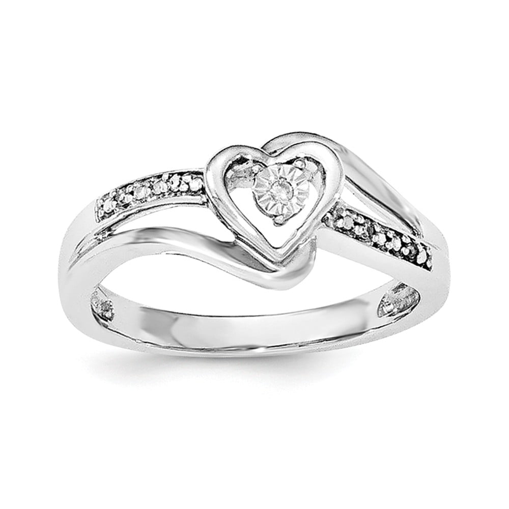 925 Sterling Silver Heart Ring Size 8