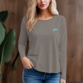 thumbnail image 5 of Women's 300g 100% Cotton Round Ink Blue Print Neck Regular Solid Long Sleeve T-Shirt, 5 of 12
