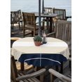 thumbnail image 6 of Outdoor Tablecloth with Umbrella Hole, Navy Beige Striped Spillproof Waterproof Outdoor Table Cover, Gradient Geometric Blue White Patio Tablecloths for Party/Garden/Picnic, Round 54 inch, 6 of 9