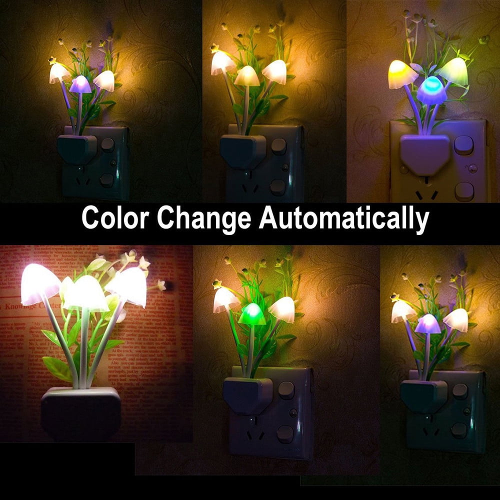 Colorful Mushroom LED Night Light Romantic Home Kids Room Decor Gift Wall Lamp 