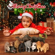 Safari Animal Toys Figures, 12 PCS Realistic Jumbo Wild Jungle Animals Figurines, Large African Zoo Animal Playset Mini Animals Figures, Plastic Animal Learning Toys for Kids Toddlers Boys Girls