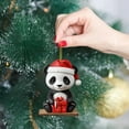 thumbnail image 4 of Panda with Santa Hat Christmas Ornaments 2D Acrylic Cute Cartoon Xmas Tree Hanging Decorations for Holiday Party New Year Supplies Home Decor and Panda Lover Gifts, 1PC, 4 of 5