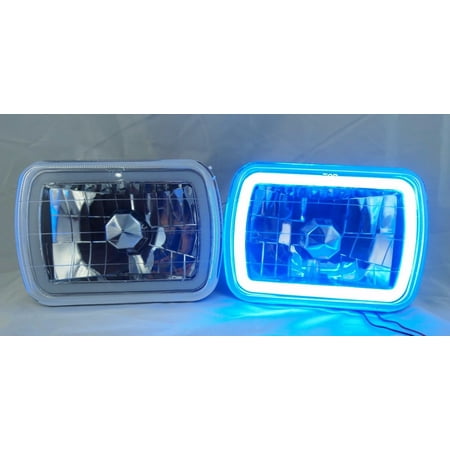 C3500 Crystal - 1979-2001 GMC C3500 7X6 H6014/6052/6054 Chrome Crystal CCFL Ring Halo Blue Headlight Conversion