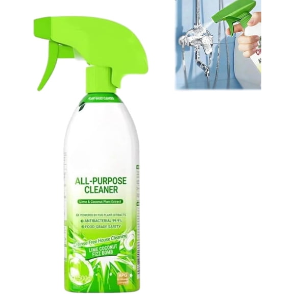 All Purpose Cleaner, 500ml Plant-Based Power Cleaner, Deep Clean Spray for Kitchen, Bathroom, Living Room, Fresh Scent, Natural
