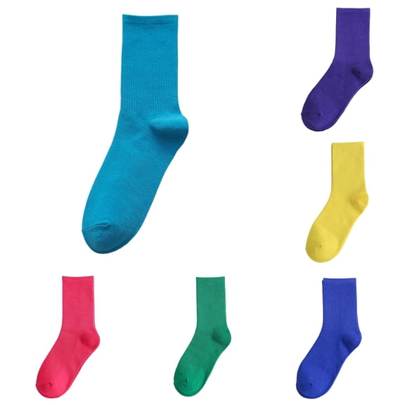 Xijirk Ribbed Crew Socks Solid Cotton Casual Everyday Socks Size:One Size