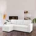 thumbnail image 4 of 78 in. W Convertible Sleeper Sectional Sofa, L Shaped Couch for Small Space Living Room, Storage Chaise, L Shaped Pull Out Sofa - White,Velvet, 4 of 13