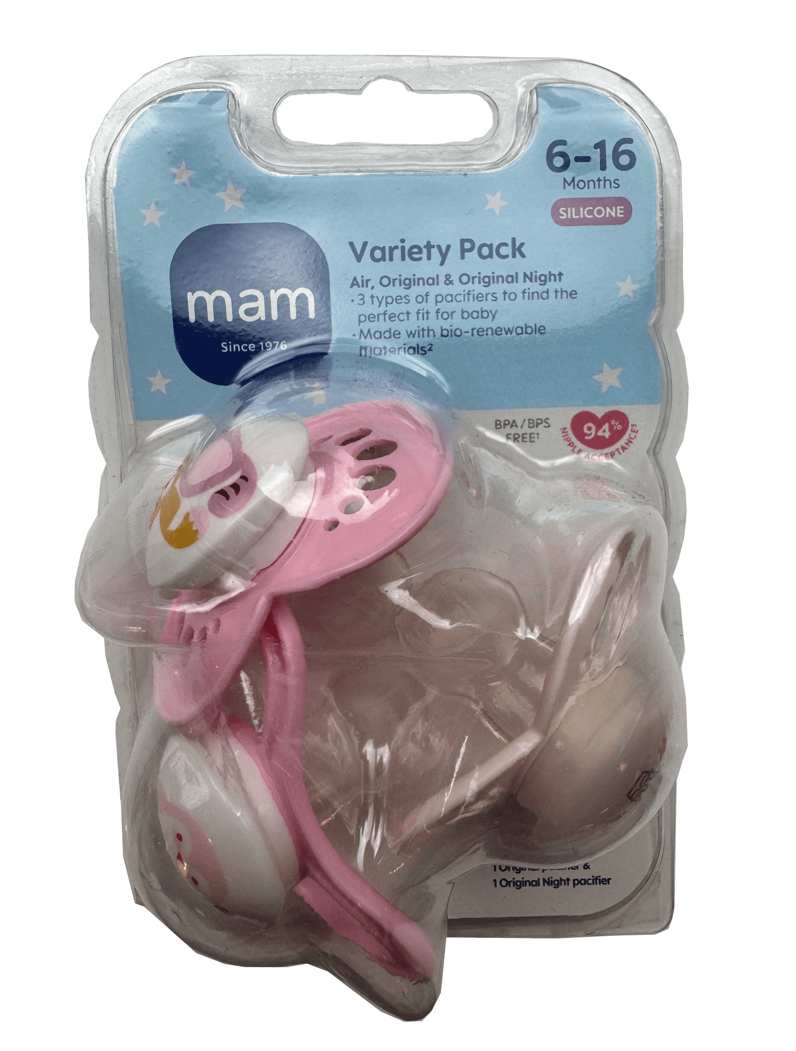 MAM Variety Pack Pacifier, 6+ months, Girl, 3 Pack