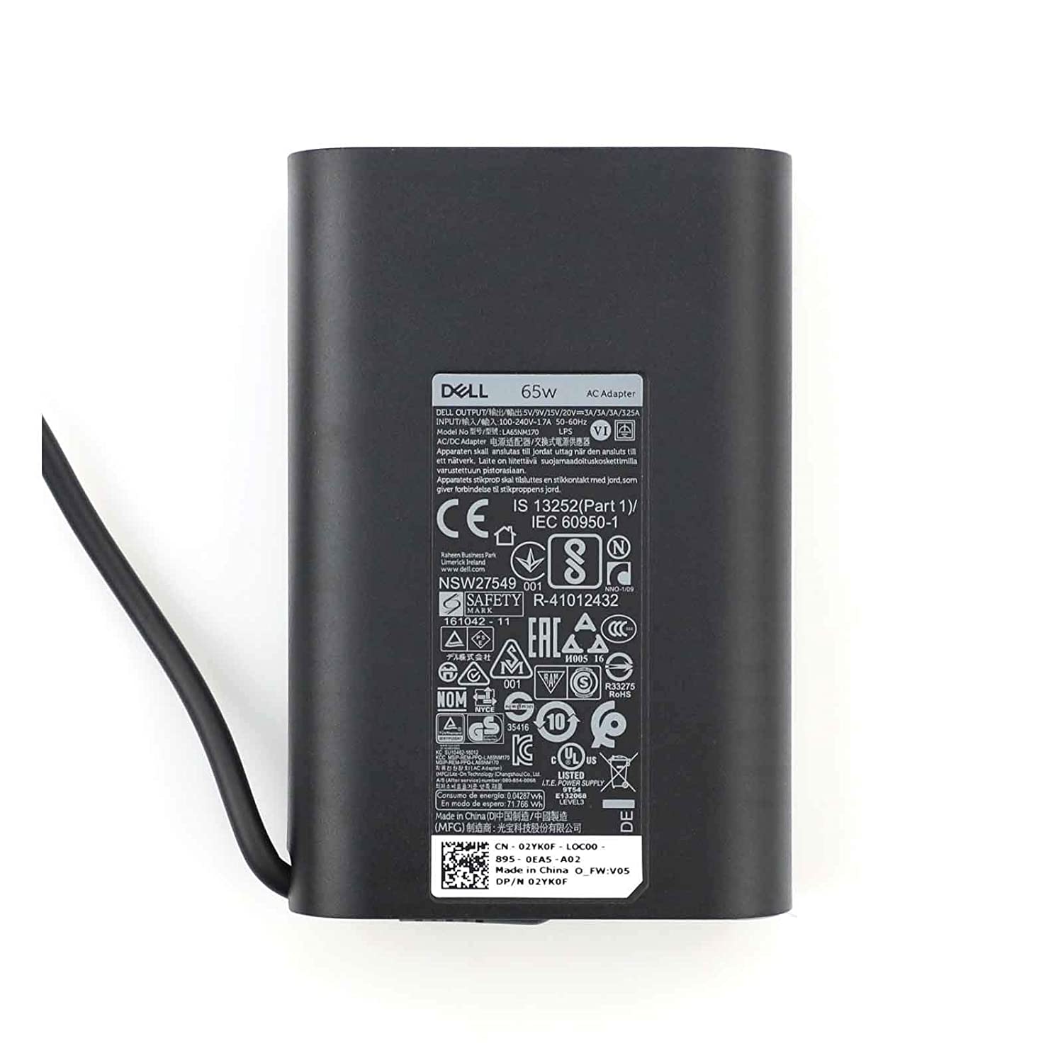 New Dell Laptop Charger 65W(Watt) AC Power Adapter With Type c(USB-C/USBC) Tip Include Power Cord For XPS 12, 9250 XPS 13 9350 9360 9365 9370 9380, Latitude 7370 7280 7480 5480 7275 5290 7490 - image 4 of 6