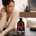thumbnail image 4 of YAMB Tortoiseshell Print Glass Vase, 7.1" Modern Hand-Blown Decorative Table Centerpiece Vase, Thick Glass Amber Floral Container for Living Room Home Decor, 4 of 5