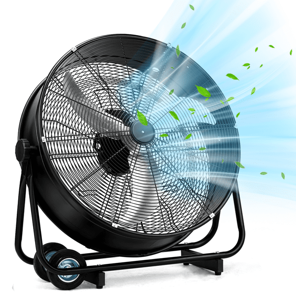 Alvantor 30-Inch High Velocity Floor Fan, 3-Speed, 230W, Black