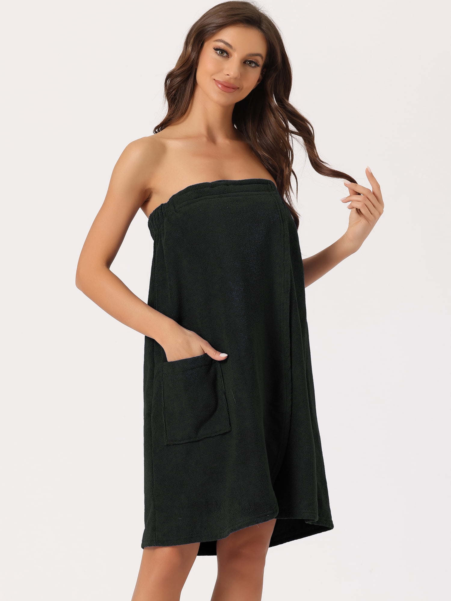 DARING DIVA Women's Towel Wrap Robe Bathrobe Spa Towels for Shower Bath Gym XL Black