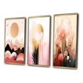 thumbnail image 3 of Designart "Full Moon Golden Illustration" Modern Geometric Framed Wall Art Set Of 3 - Pink Abstract Frame Canvas Set For Living Room Decor, 3 of 7