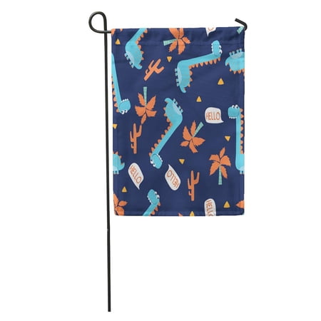 SIDONKU Blue Dinosaur Cute Dino Pattern Colorful Adorable Beautiful Beauty Garden Flag Decorative Flag House Banner 12x18 inch
