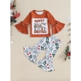 thumbnail image 2 of Bagilaanoe 2Pcs Baby Girl Christmas Clothing Sets Toddler Cartoon Print Long Sleeve T-shirt Tops + Flare Trousers 6M 12M 18M 24M 3T 4T Kids Fall Pants Set, 2 of 9