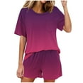 thumbnail image 1 of Conjunto de Pijama de las Mujeres de Moda Casual Color Sólido Manga Corta Cuello Redondo Top Y Pantalones, 1 of 6