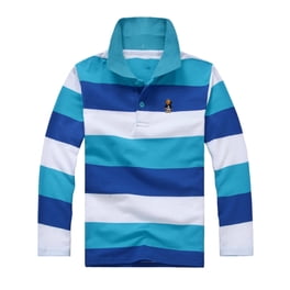 T-shirt Rayé Maritime Enfant Garçon Fille – Manches Longues Boutons Col Classique, Tissu Doux Respirant Tendance