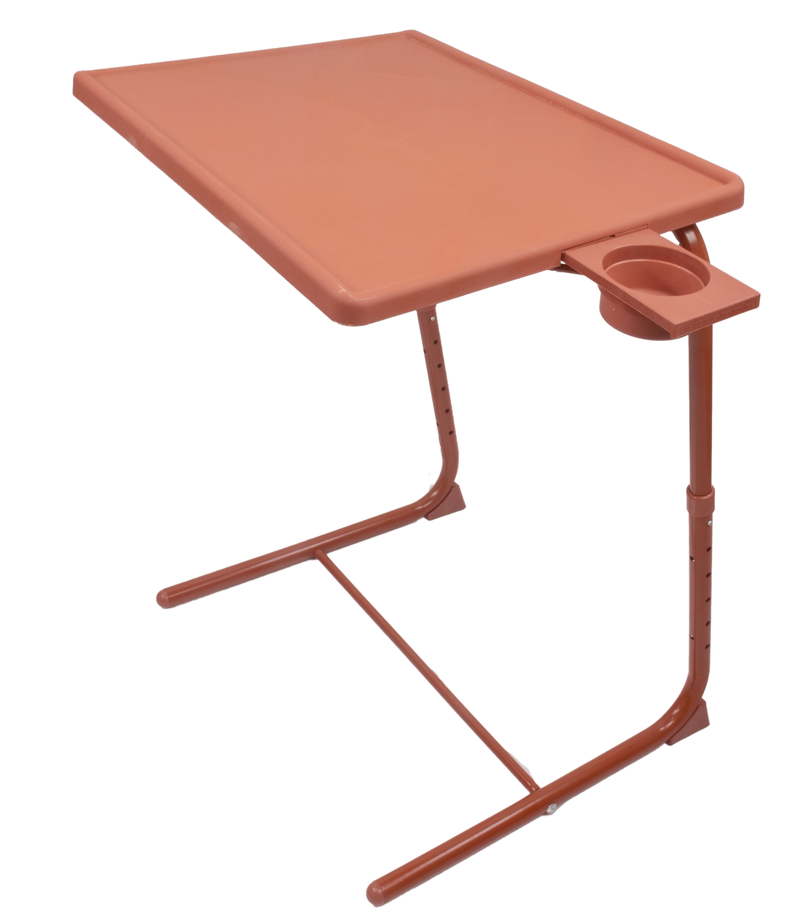 Upgrade Deluxe - Portable Foldable Comfortable TV Tray Table - Laptop, Eating, Drawing Tray Table Stand - Adjustable Height & Angle Tray - Sliding Adjustable Cup Holder - Upgraded Stability - Brown